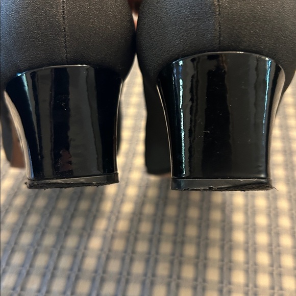 Vintage Etienne Aigner block heel black patent and grey  heels - Picture 10 of 10